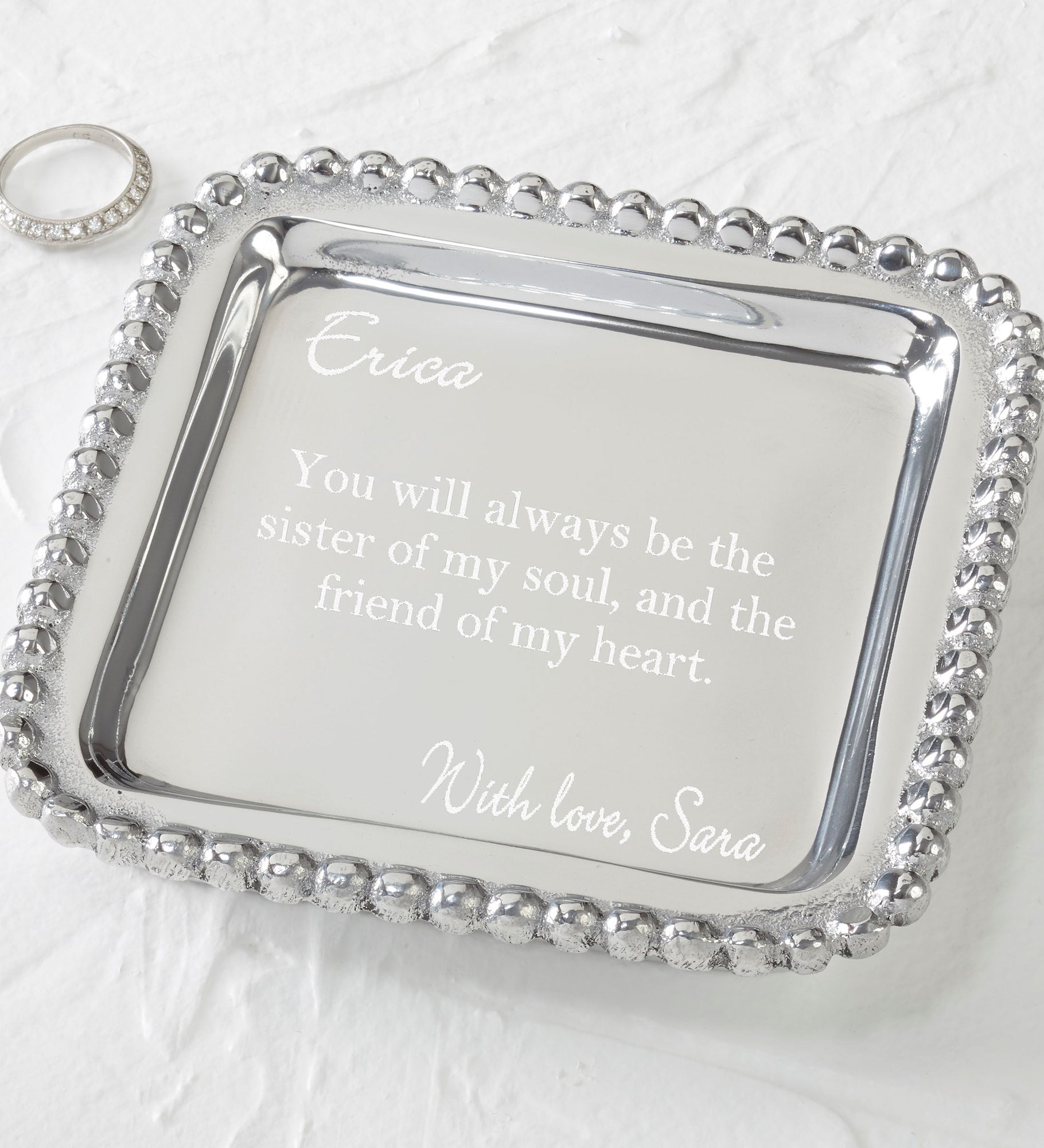 Mariposa® String of Pearls Personalized Square Jewelry Tray